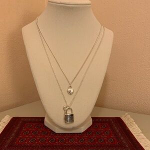 torrid Silver Layered Padlock & Heart Necklace Set